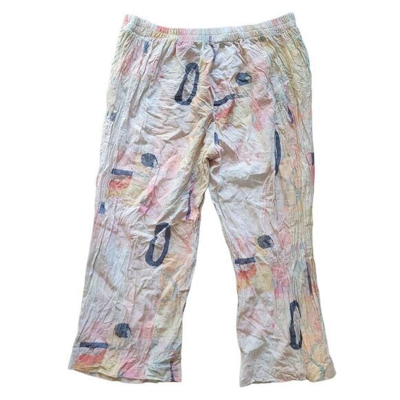 ETHNC Kurta Salwar Set Abstract Art Print Lace Shell Linen Cotton Flowy - Picture 2 of 9